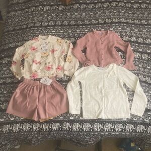 Brand new Mayoral Girls clothing set size 7 sweater shirt shorts
